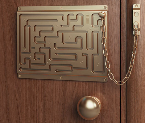 System łańcucha zabezpieczający drzwi.